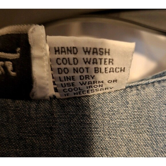 Vtg STYLE Denim Dress Sz L Sleeveless Floral Embroidered Flared Waist Tie 79552 - Picture 6 of 12